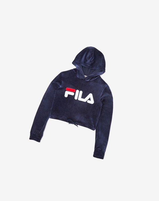Fila Aitana Crop Velour Hoodie Blanche Rouge | 815FDWKJG