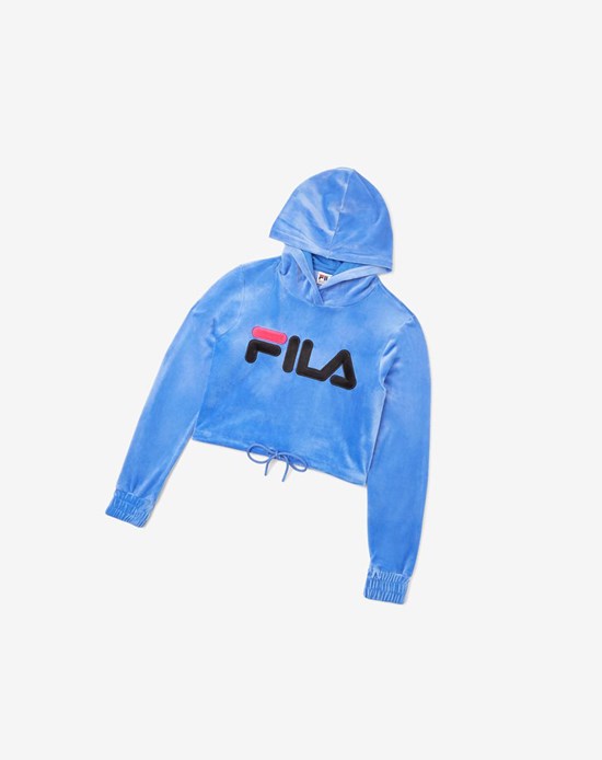 Fila Aitana Crop Velour Hoodie Noir | 926AXTHJZ