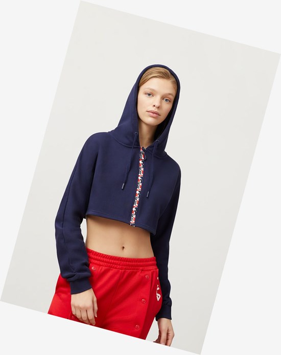 Fila Alexa Zip Crop Hoodie Peac/Cred/Wht | 805AVEXWR