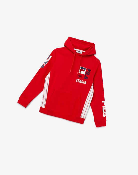 Fila Anders Hoodie Rouge Blanche | 971ZNQIKT