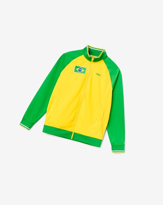 Fila Brazil Piste Jacket Jaune Vert Blanche | 982IOFAJT
