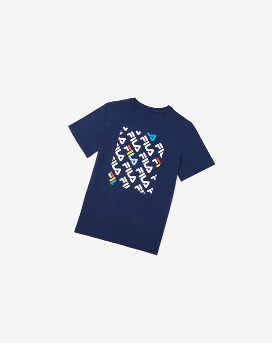 Fila Camden Printed Tee Bleu Marine | 853LDTVRP