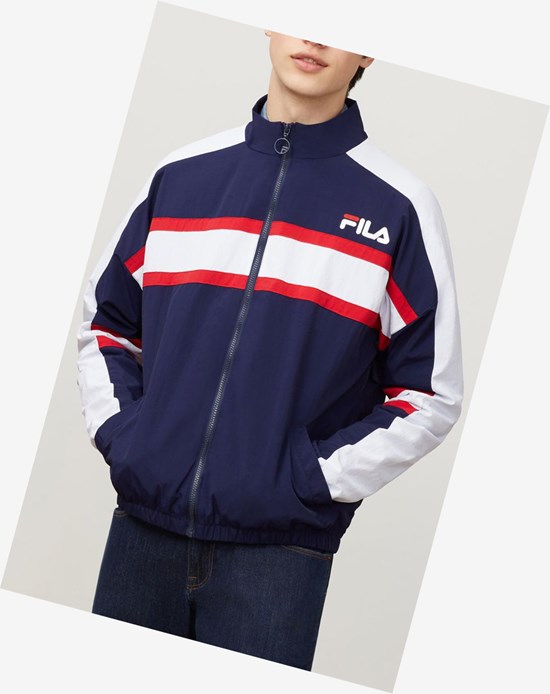 Fila Carter Woven Jacket Peac/Wht/Cred | 352LYVGIT