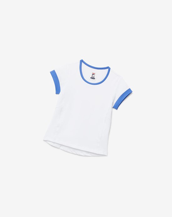 Fila Core Corta Sleeve Top Blanche Bleu | 729AGLKUY