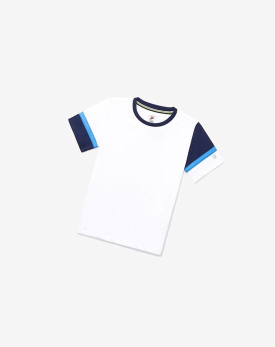 Fila Core Doubles Crew Blanche Bleu Marine | 095HLQXJU