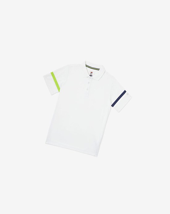 Fila Core Tennis Polo Blanche Bleu Marine | 069OGIBWZ