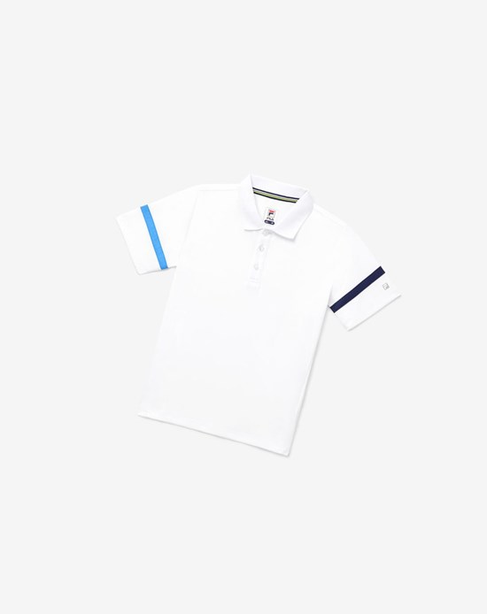 Fila Core Tennis Polo Blanche Bleu Marine | 320UJCSPO