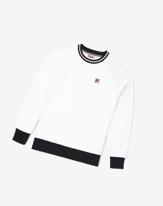 Fila Cosmo Velour Crew Blanche Noir | 874NVMDHC