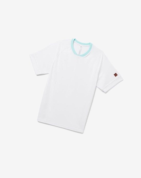 Fila Cross Court Corta Sleeve Crew Blanche Bleu Bleu | 840XPQNZR