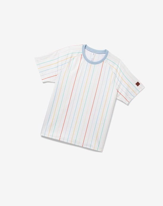 Fila Cross Court Corta Sleeve Printed Crew Blanche Bleu | 561YPAEJR