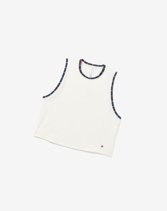 Fila Cross Court Cropped Tank Blanche Indigo | 386GDMLQB