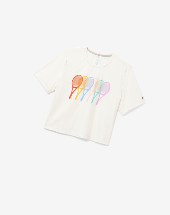 Fila Cross Court Graphique Tee Blanche | 108IOHUBG
