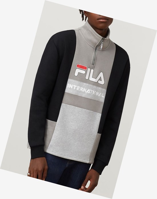 Fila Damiano Funnel Neck Sweatshirt Blk/Fgry/Lgrym | 467VQAKIE