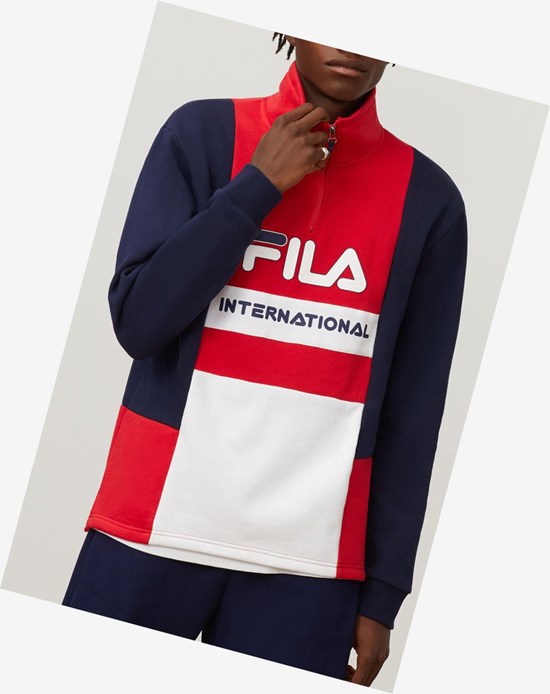 Fila Damiano Funnel Neck Sweatshirt Peac/Cred/Wht | 769UTYCNB