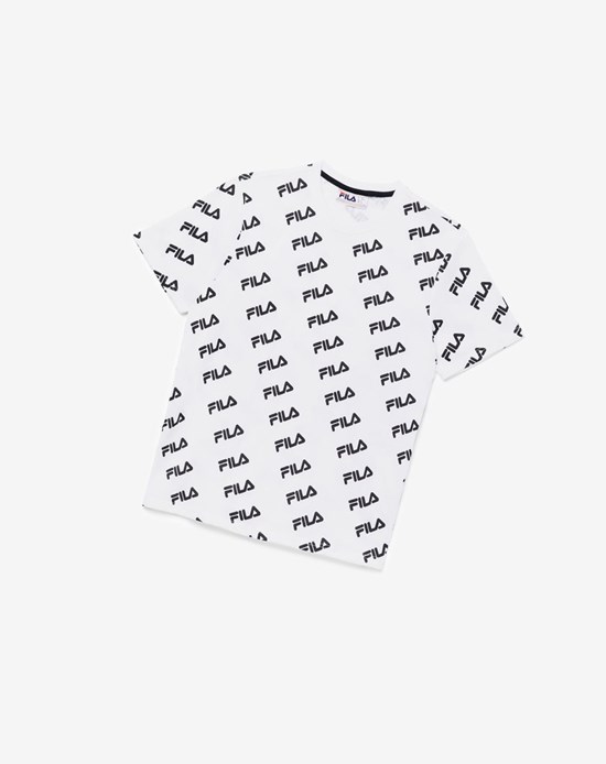 Fila Diagonal Logo Tee Blanche Noir | 371HJNFML