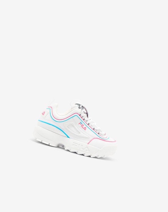 Fila Disruptor 2 Contrast Piping Sneakers Blanche Rose Bleu | 849QFSZPY