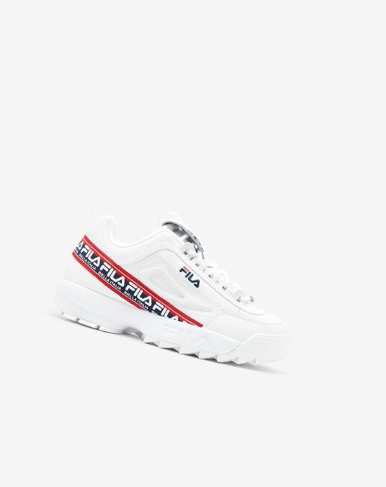 Fila Disruptor 2 Premium Logo Tape Sneakers Blanche Bleu Marine Rouge | 897MVODGB
