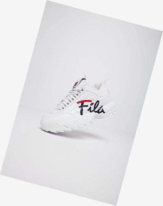 Fila Disruptor 2 Script Sneakers Wht/Fnvy/Fred | 912XLHWVS