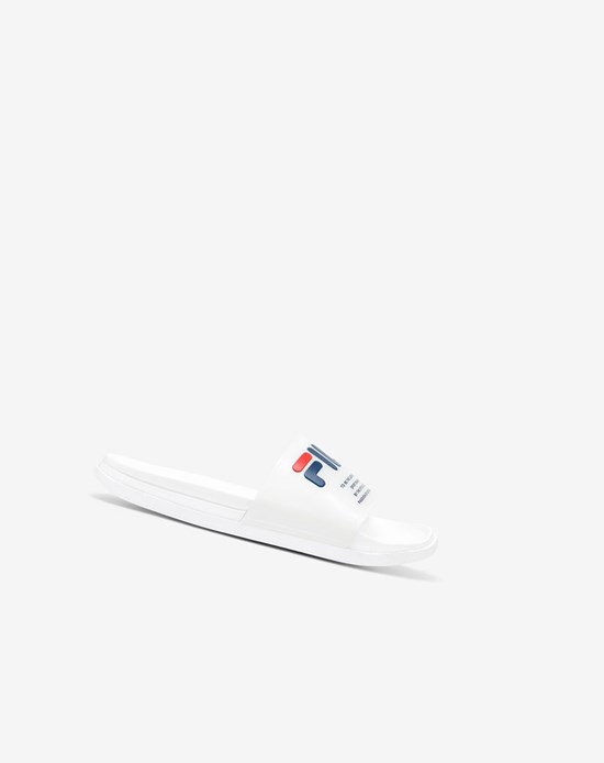 Fila Drifter Luxe Clear Claquette Sandals Blanche Bleu Marine Rouge | 592BMVHPZ