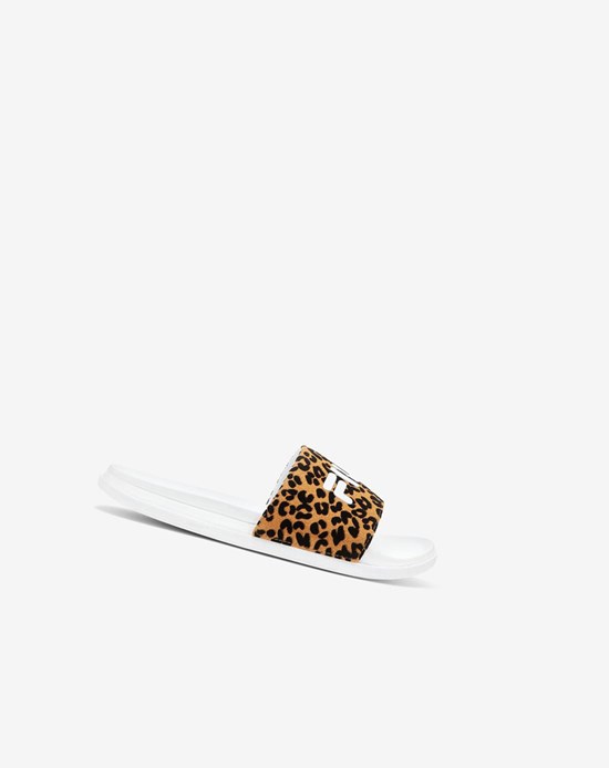 Fila Drifter Luxe Wild Claquette Sandals Blanche Blanche Leopard | 978IFZXUW