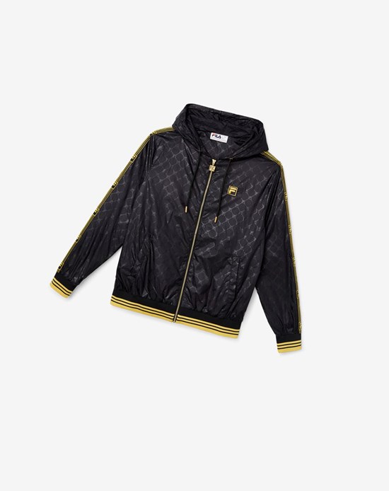 Fila Dublin Encapuchonné Vent Jacket Noir Doré | 985OKUHJC