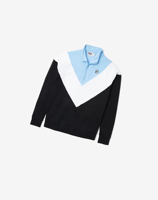 Fila Ekanta 1/4 Zip Noir Bleu Blanche | 261HTIOCN