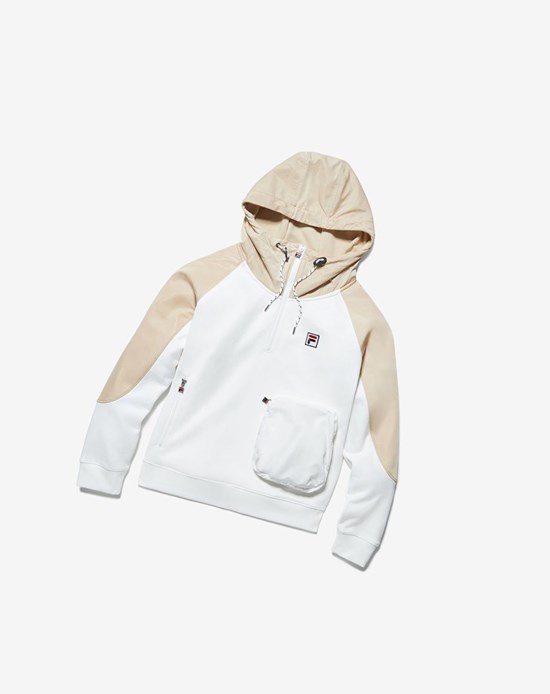 Fila Fila Milano 1/2 Zip Hoodie Fila Off-white | 528JBSYKR