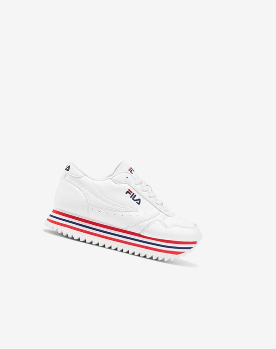 Fila Fila Orbit Stripe Sneakers Blanche Bleu Marine Rouge | 984LHAVQE