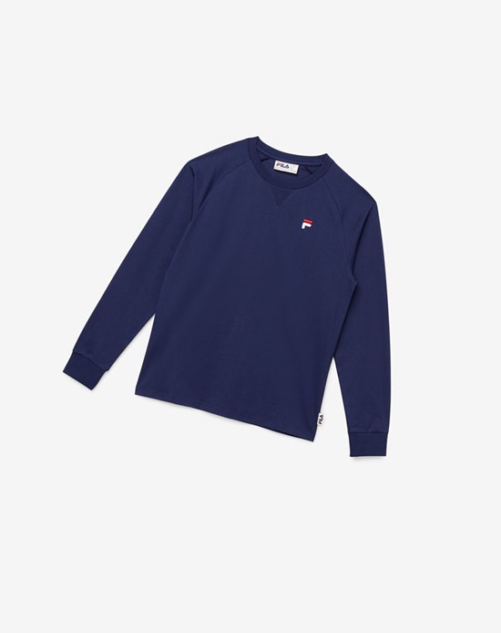 Fila Flynn Long Sleeve Tee 410 Peacoat | 732ZOFSWE