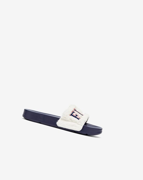 Fila Furry Drifter Collegiate Claquette Sandals Bleu Marine Rouge | 095UFHGCA
