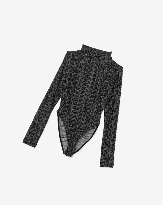 Fila Gaganga Sheer Bodysuit Noir Blanche | 893JIFRXS