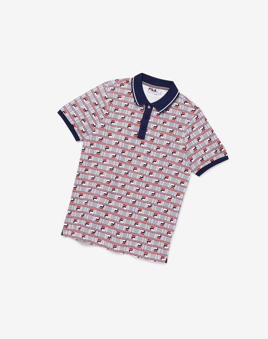 Fila Gianni Polo Blanche Rouge | 375DCHRTW