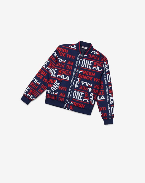 Fila Gionata Jacket Bleu Marine Rouge Blanche | 958TJIFXM