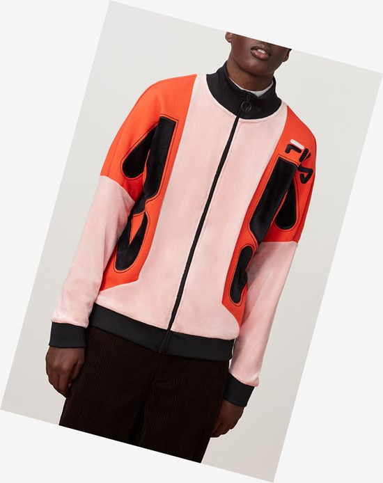 Fila Harlen Velour Piste Jacket Pshad/Ctom/Blk | 359JAMBTO