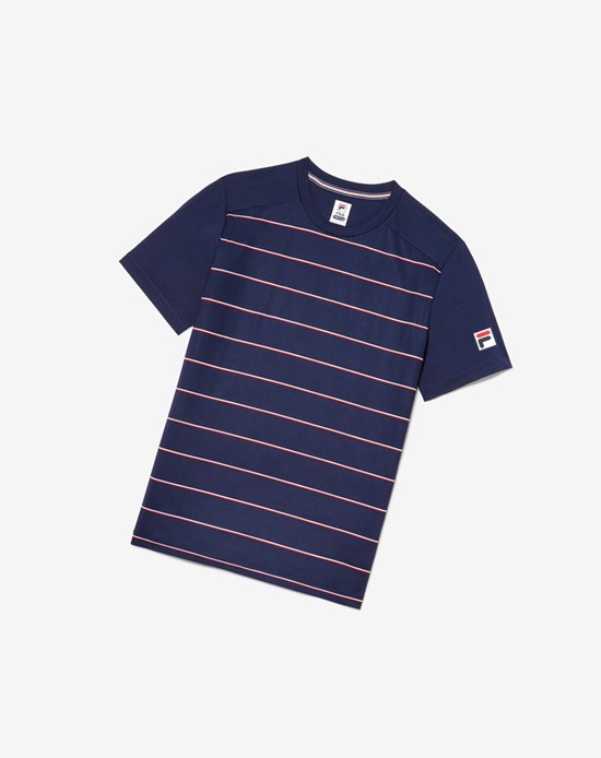 Fila Heritage Tennis Rayé Crew Bleu Marine Stripes | 368LNQUGK
