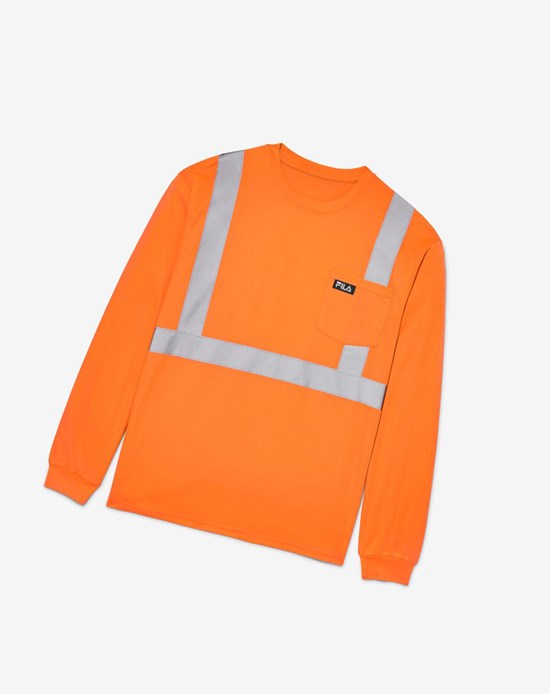 Fila High Visibility Long Sleeve Travail Shirt Orange | 942JWVBTY