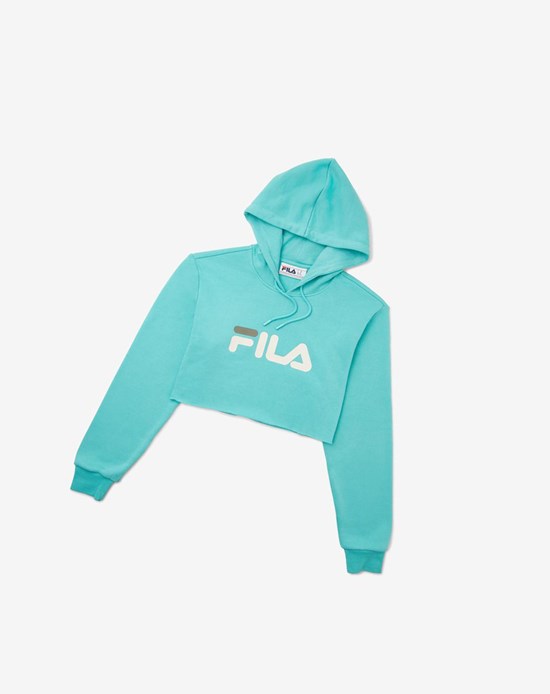 Fila Lalage Cropped Hoodie Bleu Turquoise Blanche | 293EJUSLI