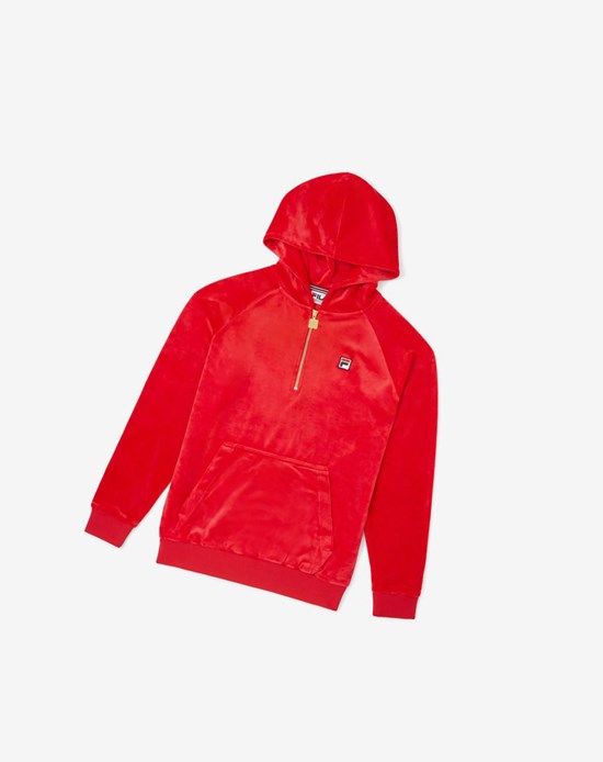 Fila Laurent Velour Hoodie Rouge | 901TBDWOV