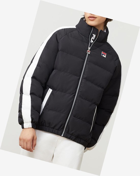 Fila Ledger Puffa Jacket Blk/Wht | 439CUMPKI