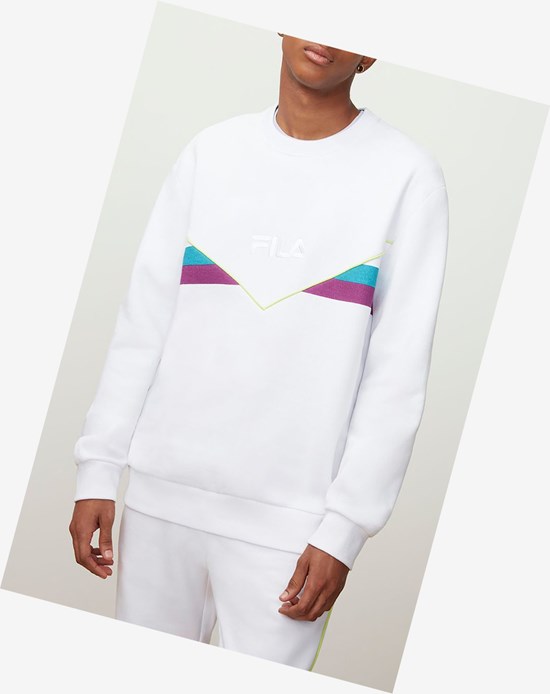 Fila Leroy Sweatshirt Wht/Bbay/Grpj | 145MXNAUF