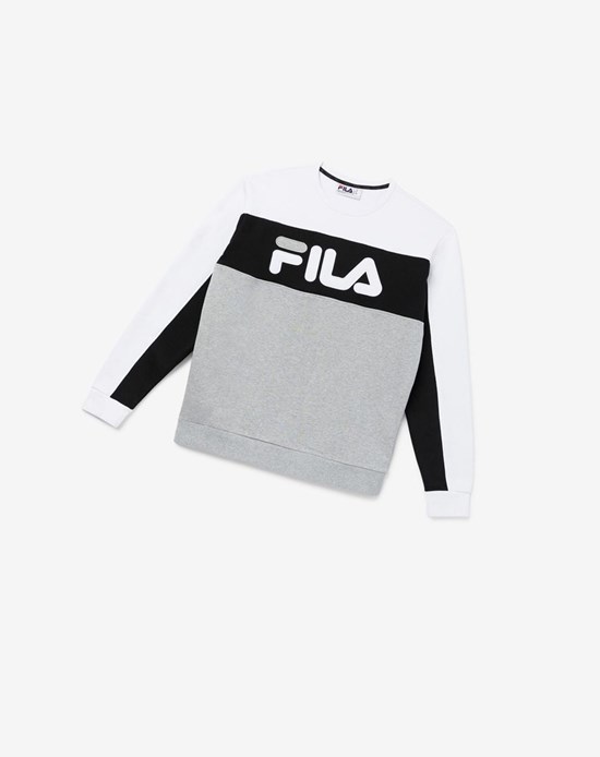 Fila Lesner Fleece Crew 100 Wht/Blk/Gryh | 168BYRLJI