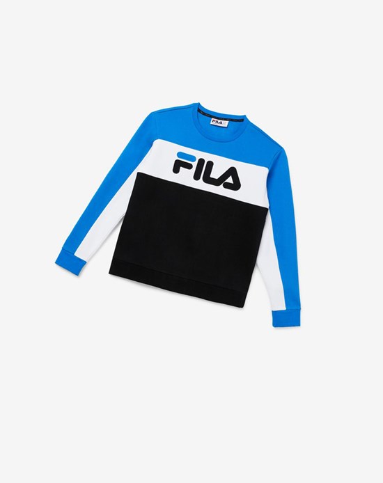 Fila Lesner Fleece Crew 916 Dblu/Wht/Blk | 067UMRFYD