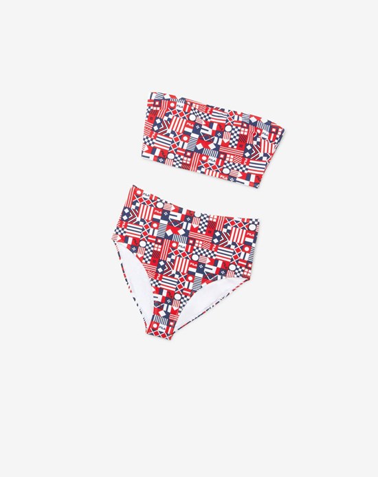 Fila Lu Two Piece Bikini Swimsuit Rouge Blanche | 179UVKJST
