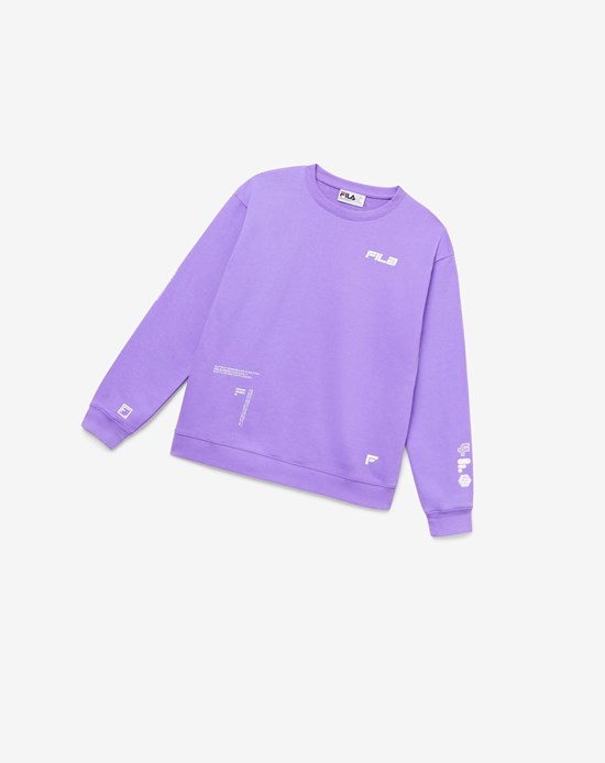 Fila Luce Boyfriend Sweatshirt Violette Blanche | 109FVDGHC