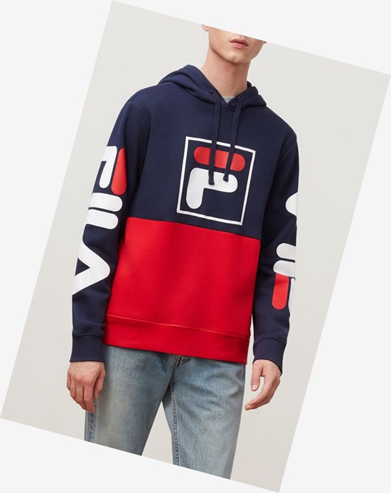 Fila Marzio Hoodie Bleu Marine Rouge | 602ECLTNK
