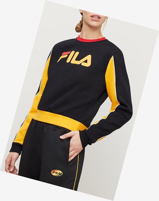 Fila Nuria Colorblock Sweatshirt Blk/Gfus/Cred | 028AVCKEG