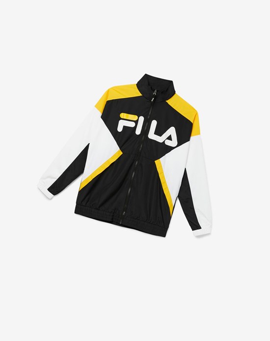 Fila Oliviero Vent Jacket Noir Blanche Jaune | 123YPRHGU