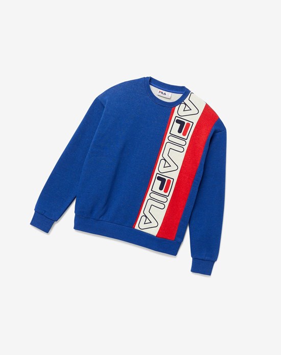 Fila Powel Crew Bleu Rouge | 724DUBYGK