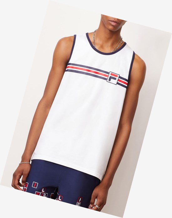Fila Quillan Tank Blanche Bleu Marine Rouge | 931DSAIJP