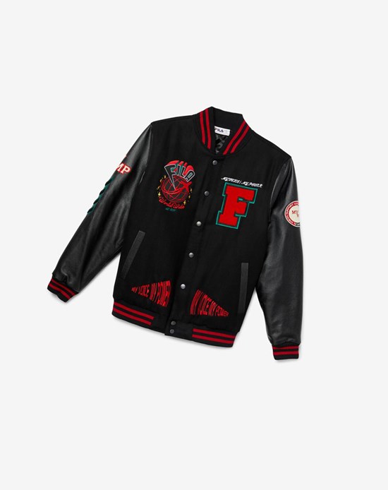 Fila Raddix Varsity Jacket Noir Rouge Vert | 265IOQGPD